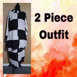 Chic Black and White Long Sleeve Dress